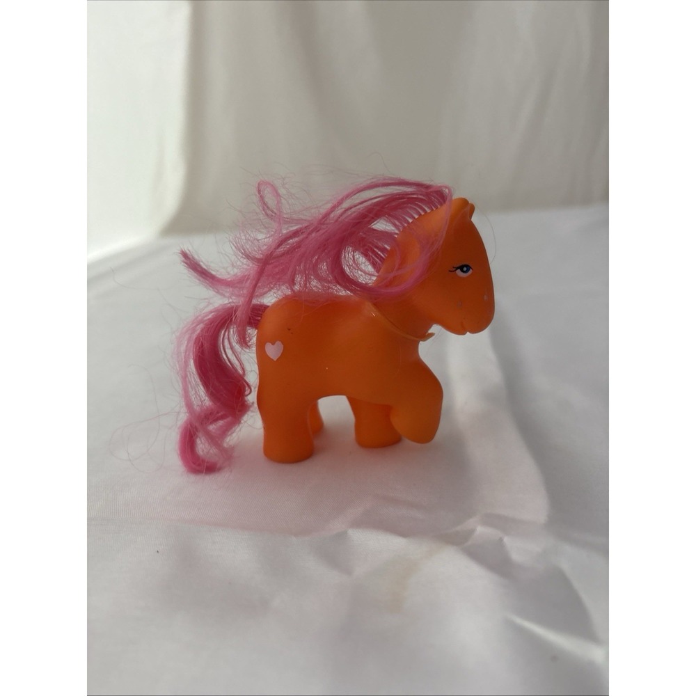 Vintage G1 Style My Little Pony Clone Orange Pink Hair White Heart Toy Figure